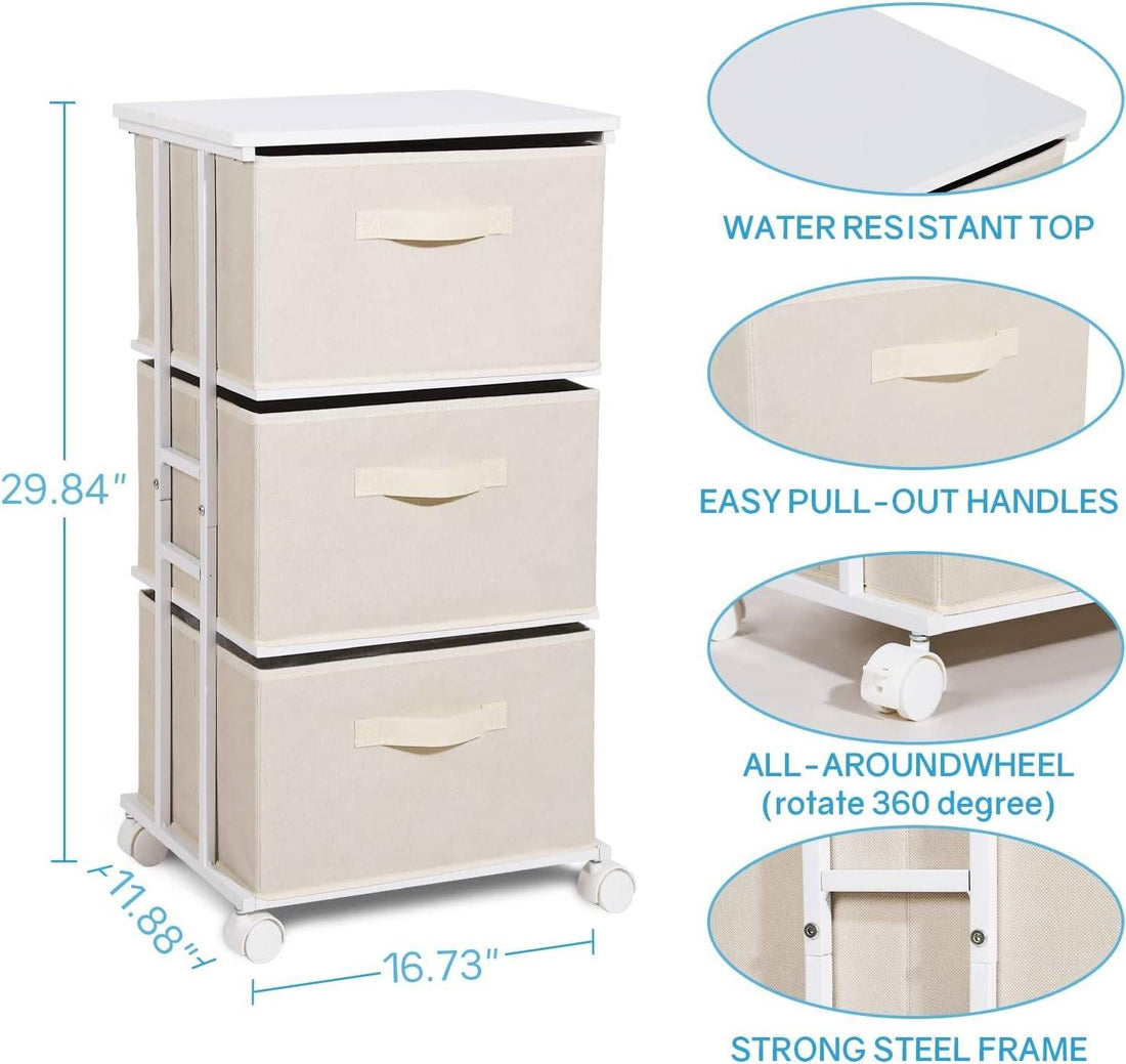 Dresser Tower with 3 Drawers,Fabric Dresser Drawer Organizer
