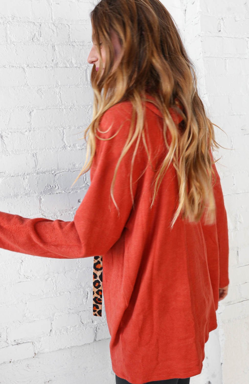 Fleece Leopard Print Drawstring Pullover Hoodie