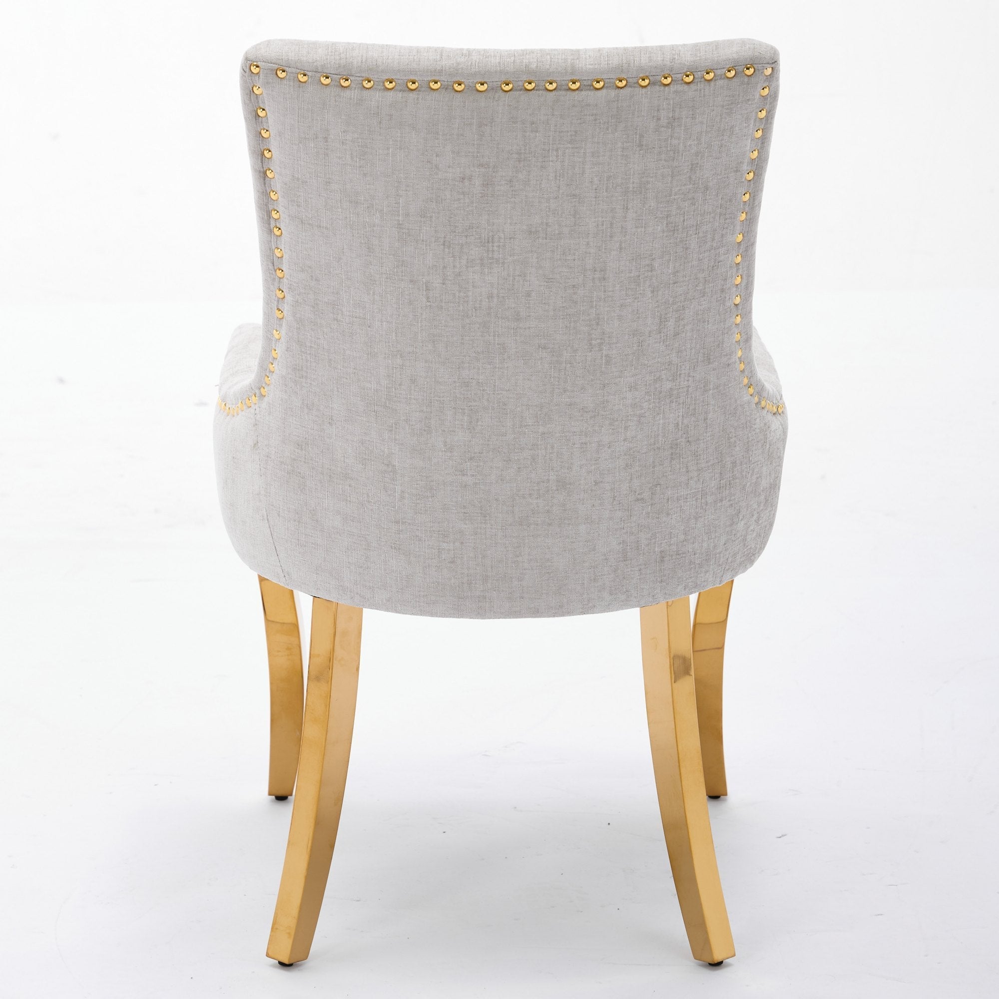 Chenille Dining Chairs, Modern Style with Curved Gold - Plated Legs &