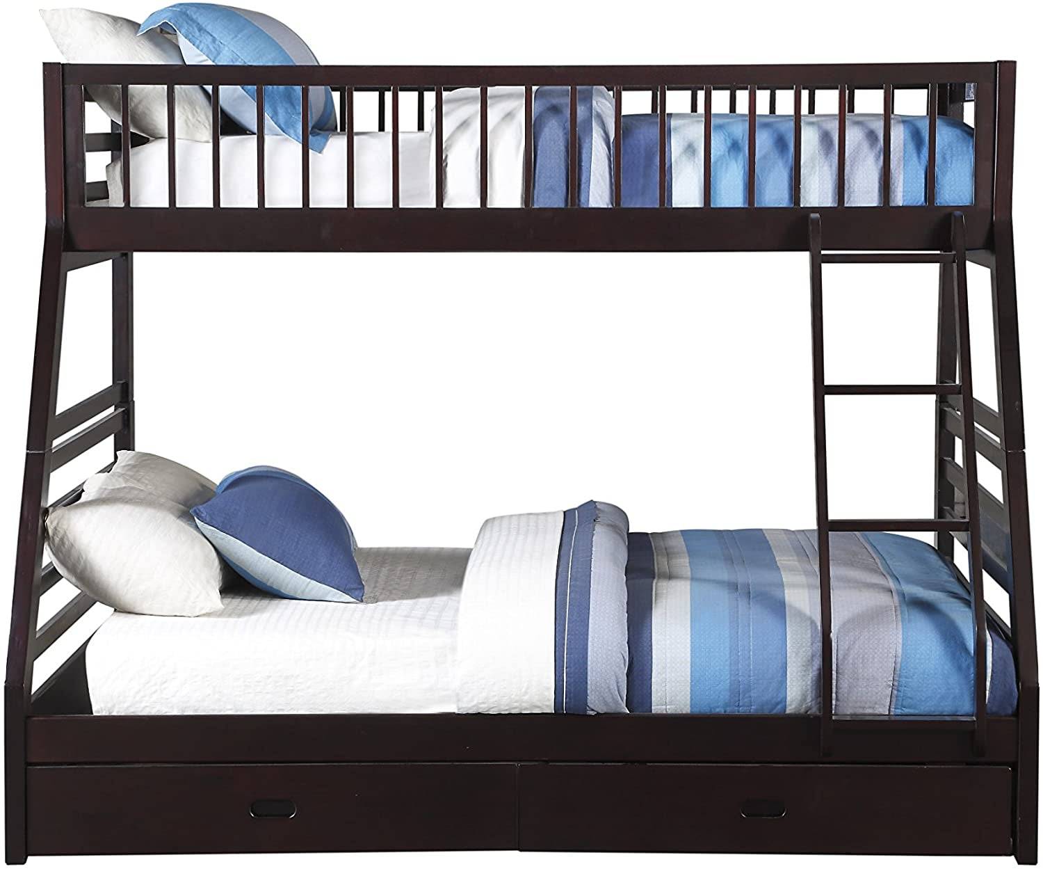 XL Twin/Queen Bunk Bed with Drawers, Espresso