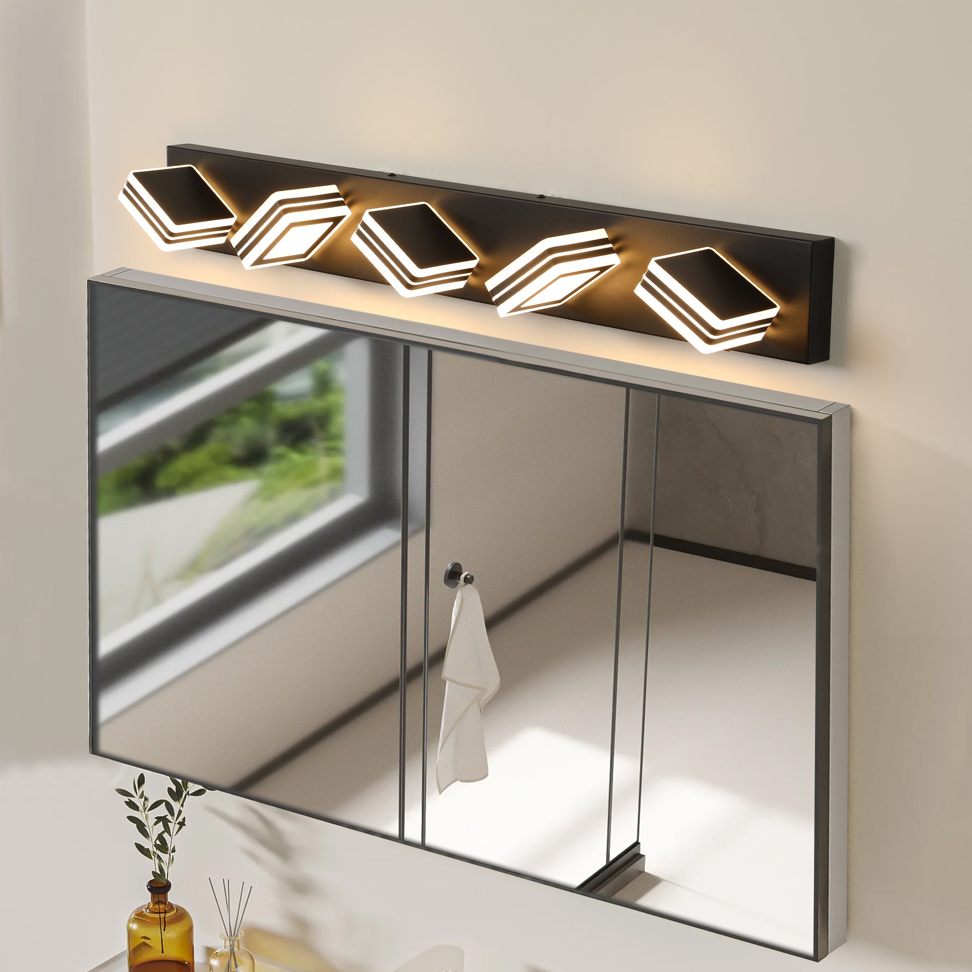 Modern 5-Light LED Vanity Light - Sleek Bathroom Wall Fixture, Iron &