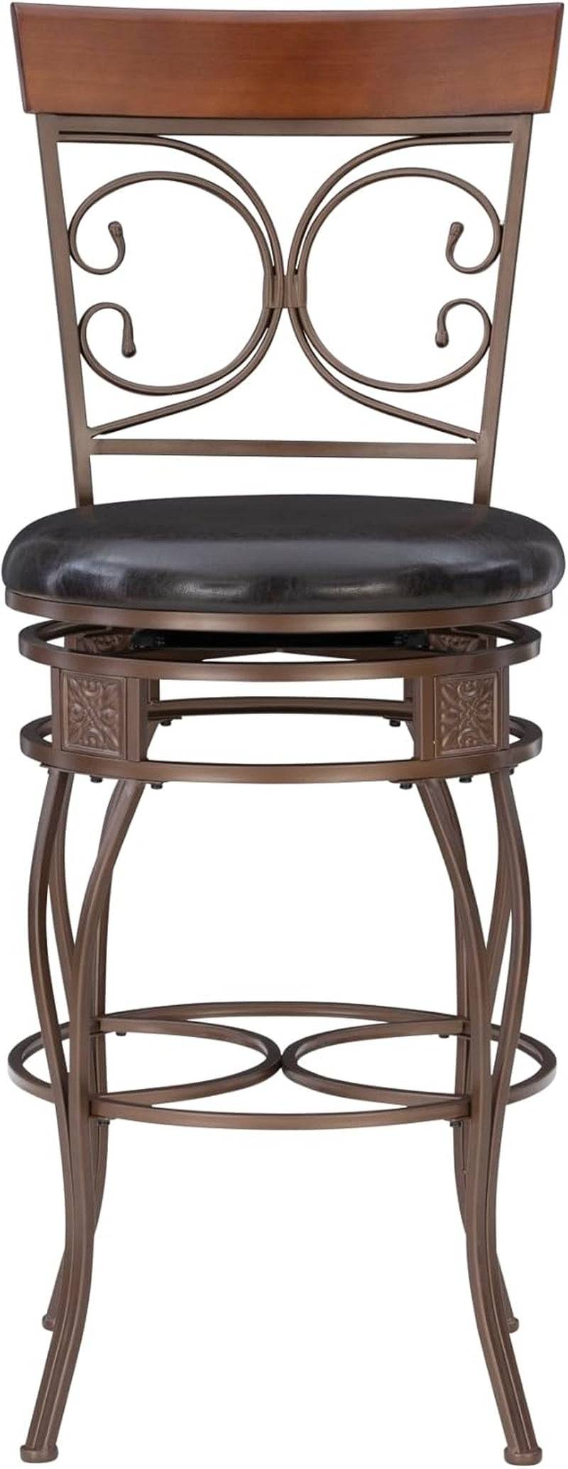 Company Back Scroll Big and Tall Barstool, Bar Height, Dark