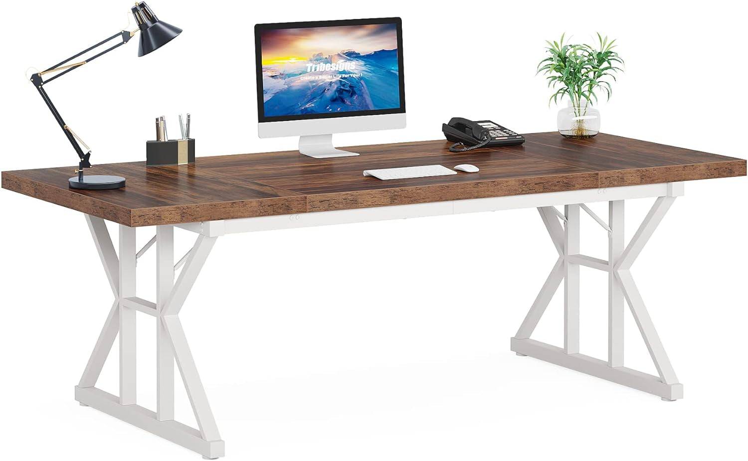 70.8-Inch Executive Desk, Large Computer Office Desk Workstation,