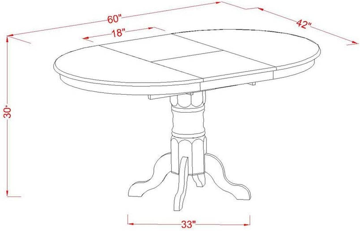 Wooden Oval Kitchen Table with Black Finish, Cherry Top