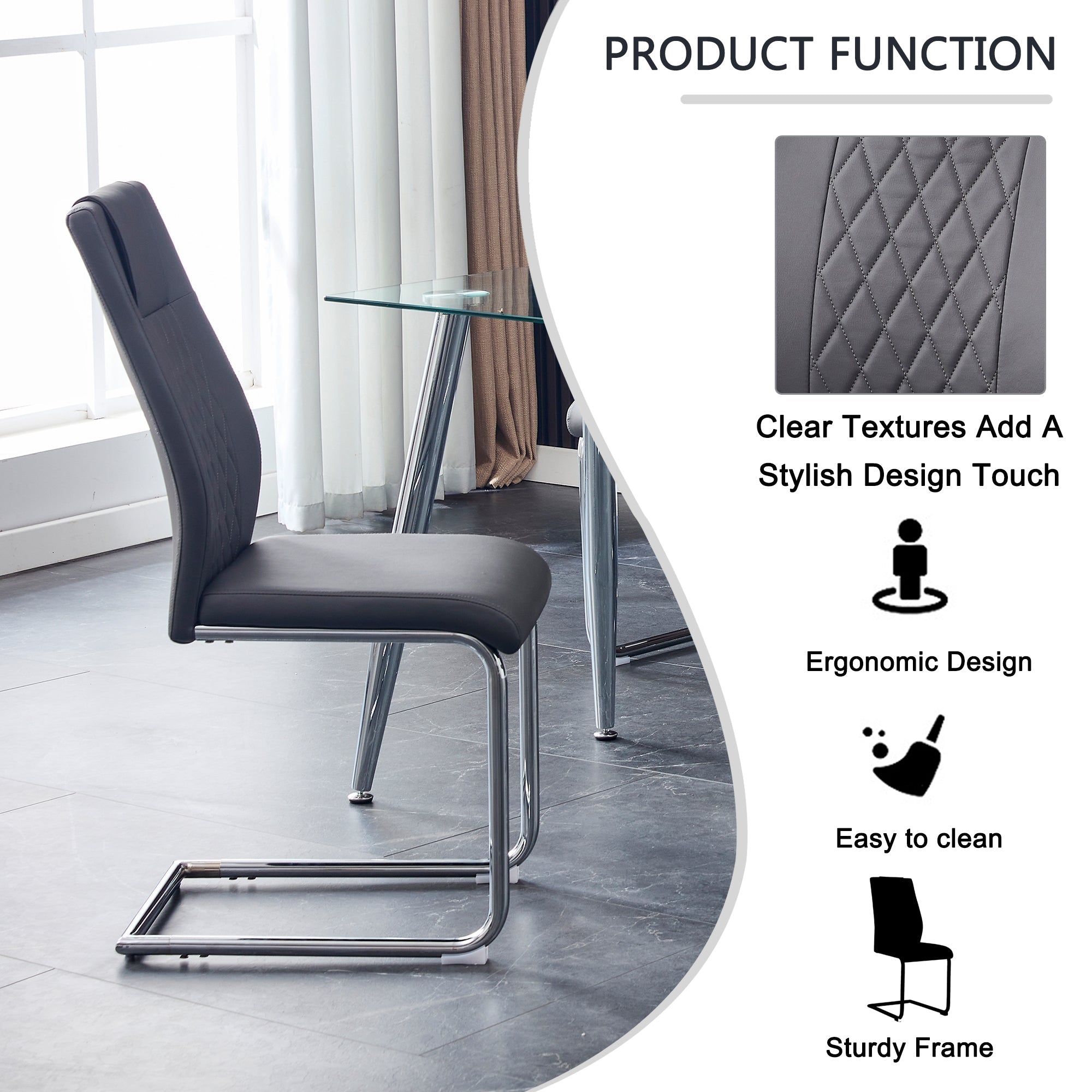 Modern Dining Chairs with Faux Leather Padded Seat Dining Living Room