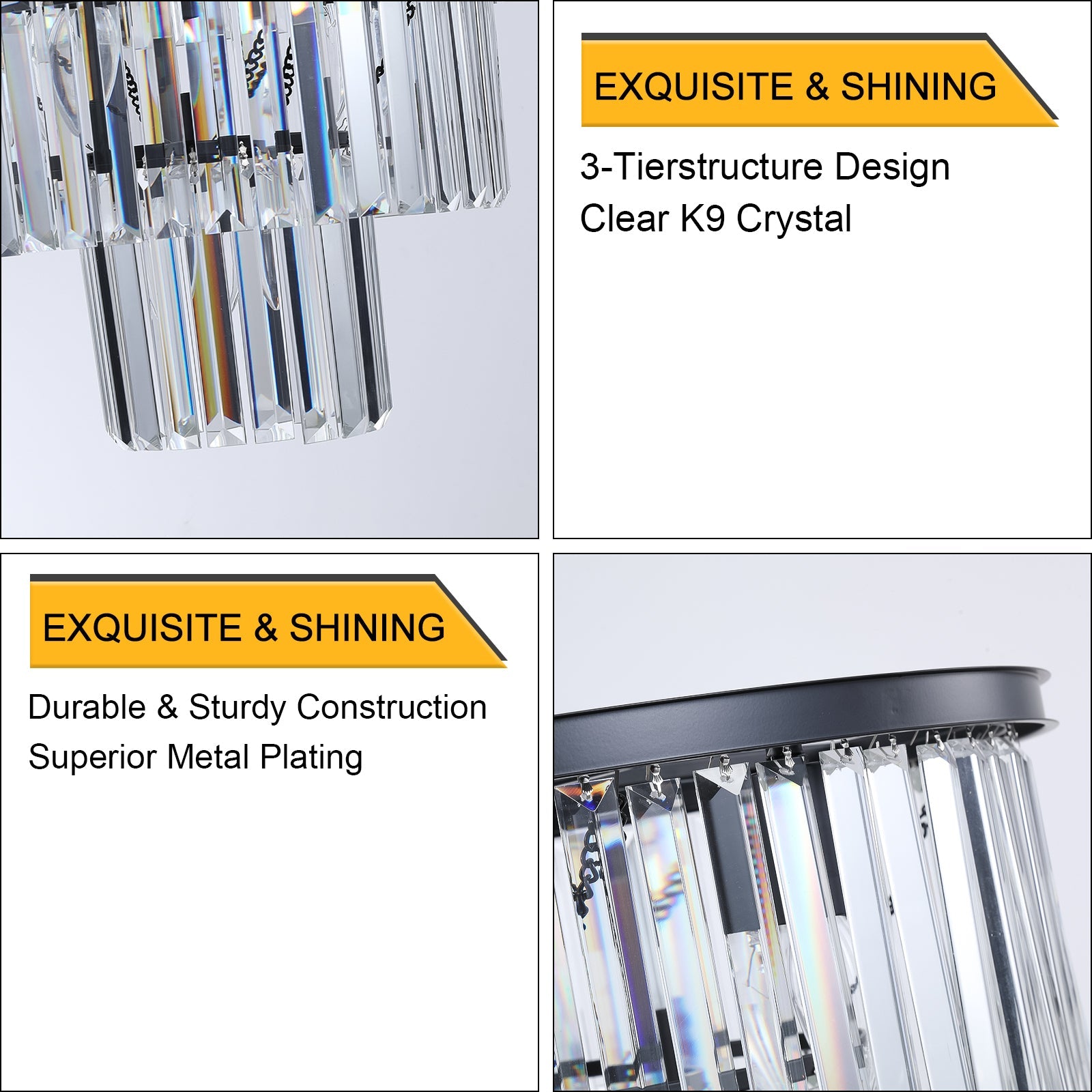 Black Luxury Crystal Chandelier Modern Chandeliers Lights Fixture