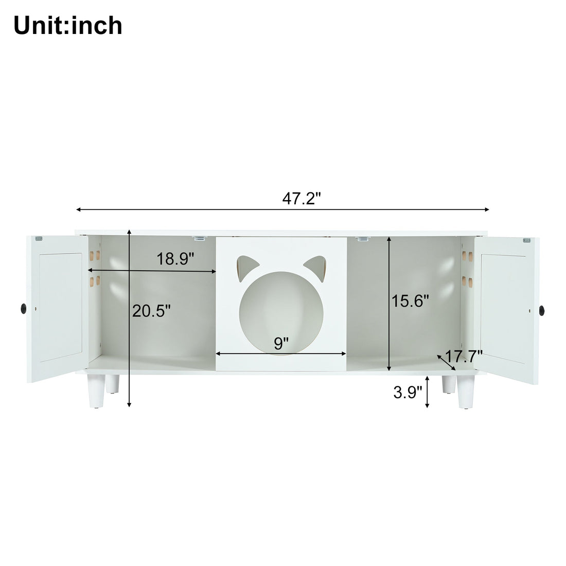 Furniture Style Cat Cabinet Cream White Cat Litter Box with Sisal