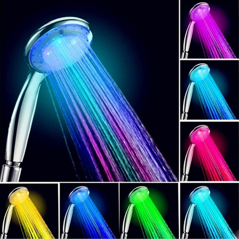 Automatically Color-Changing LED Rainfall Shower Head - 1pc Water Saving Showerhead with Temperature Sensor - Bathroom Accessories