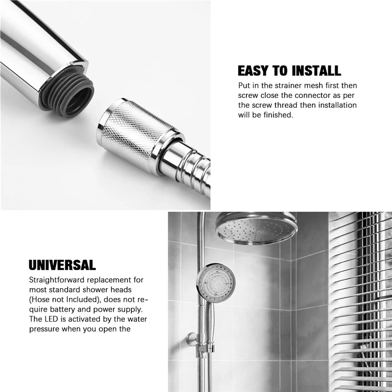 Automatically Color-Changing LED Rainfall Shower Head - 1pc Water Saving Showerhead with Temperature Sensor - Bathroom Accessories