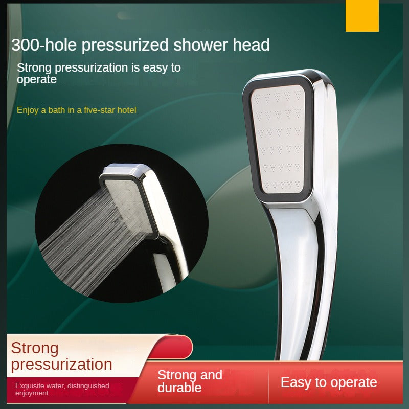 1pc Pressurized Handheld Shower Head, 300 Holes Water Out Shower Head, Bathroom Shower Nozzle, Shower Sprinkler, Bathroom Hardware, Bathroom Accessories, Enjoy A Luxurious Bathing Experience