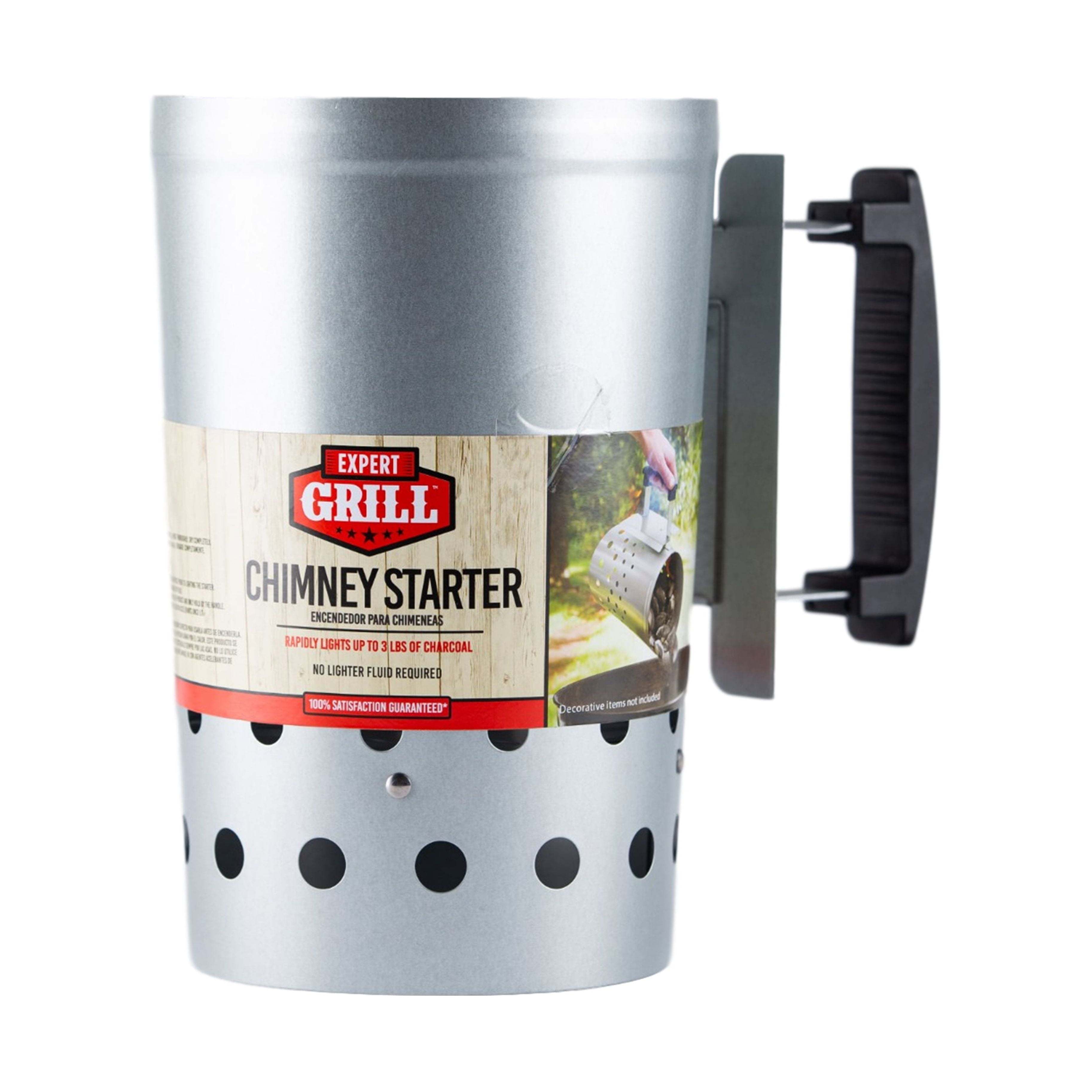 Expert Grill Chimney Starter with Safety Handle for Grilling, Silver