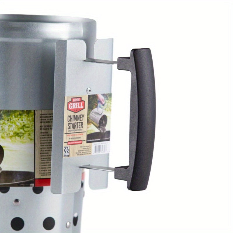 Expert Grill Chimney Starter with Safety Handle for Grilling, Silver