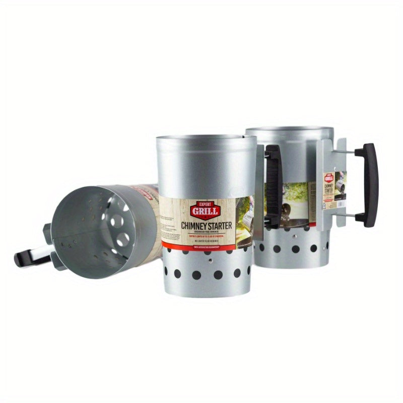 Expert Grill Chimney Starter with Safety Handle for Grilling, Silver