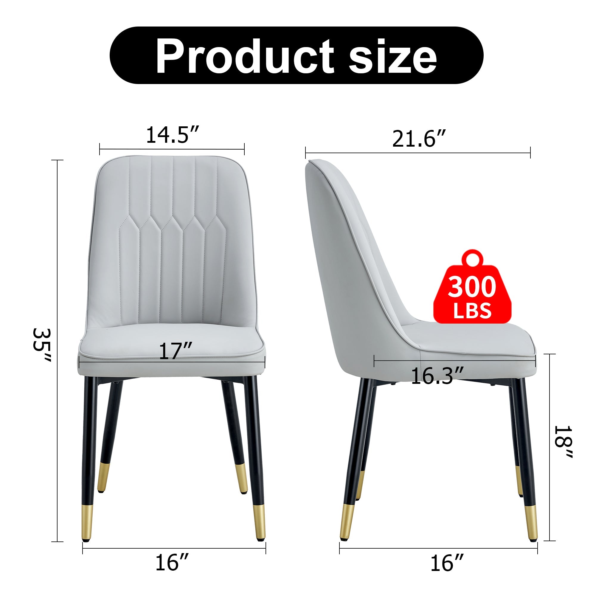 Light gray dining chairs and living room chairs. PU material and metal