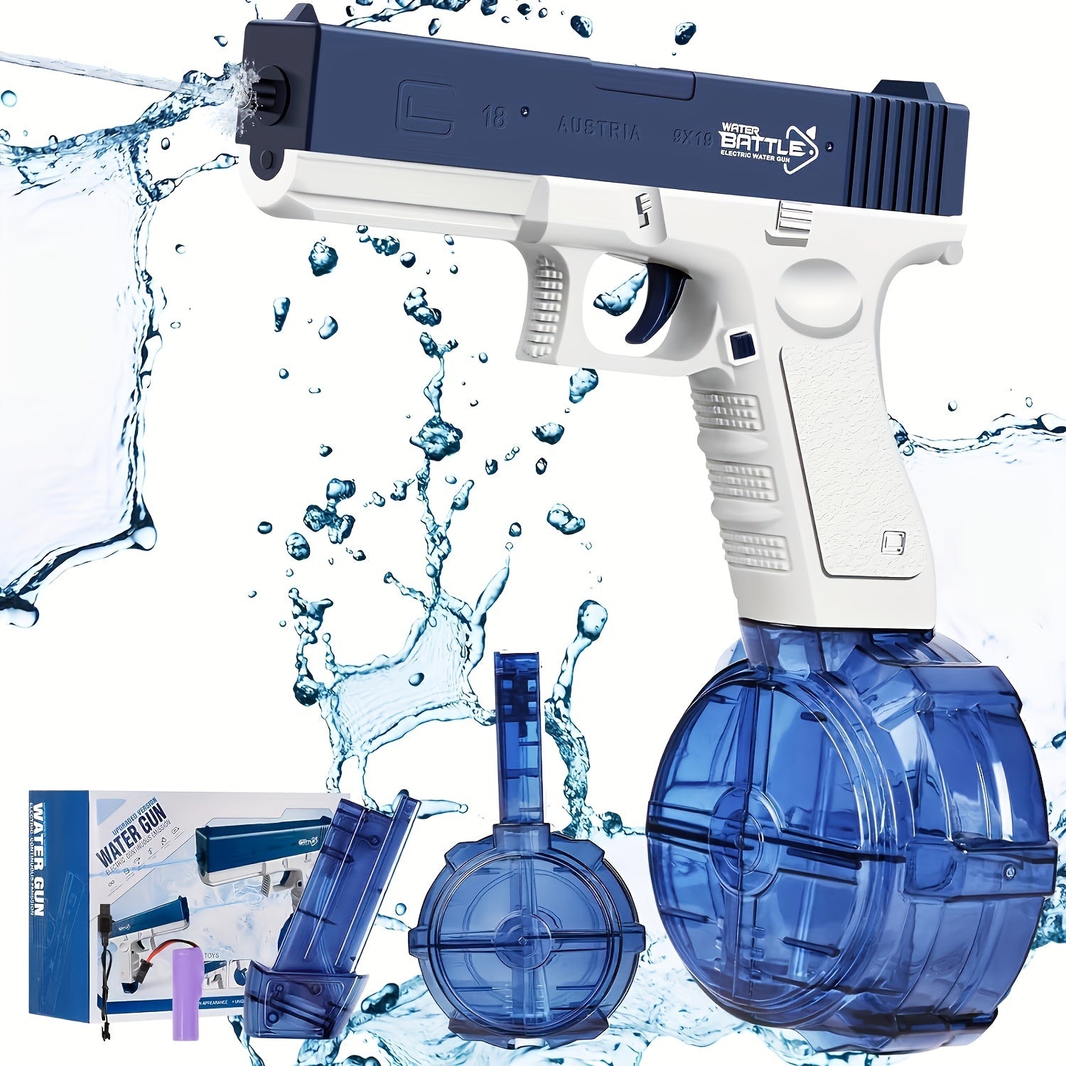M1911 Glock Electric Water Gun - High-Quality Rechargeable Kids Toy with Large Water Capacity for Summer Games and Fun