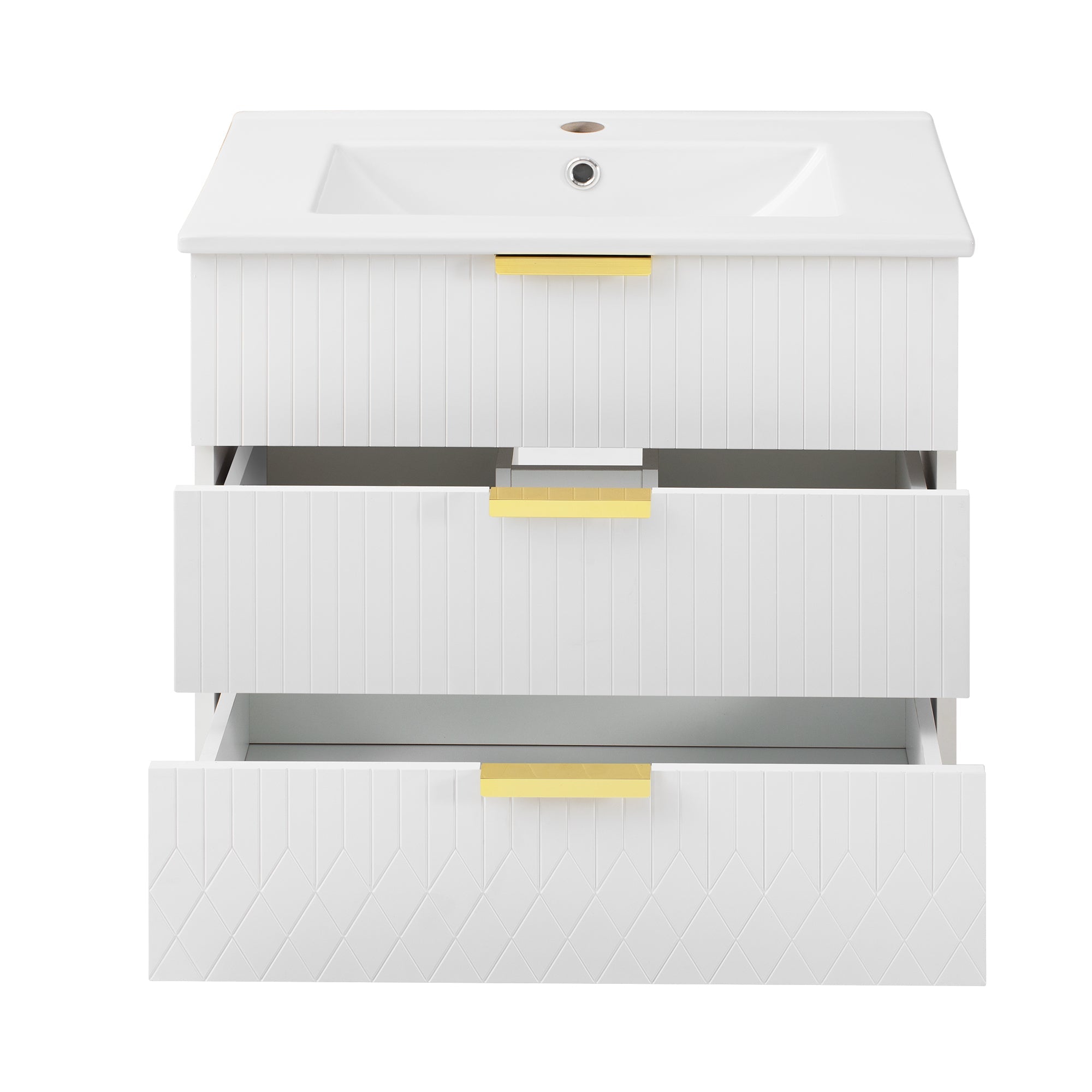 24inch Wall Mounted Floating Cabinet w/Side Cabinet Combo, Rectangular