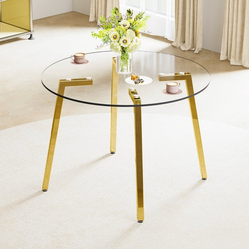 Modern minimalist style circular transparent tempered glass table,