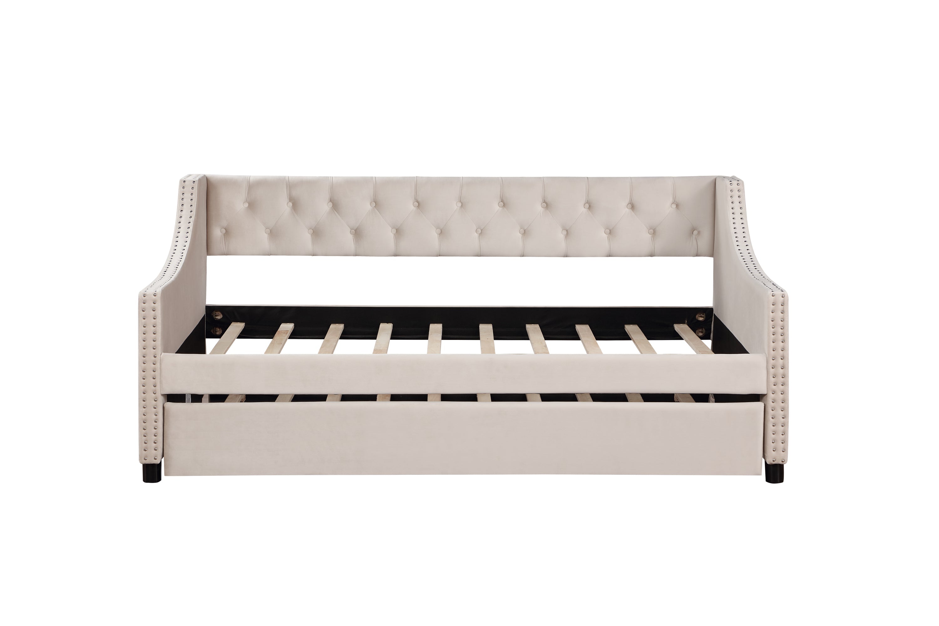 Daybed with Trundle Upholstered Tufted Sofa Bed, with Button and