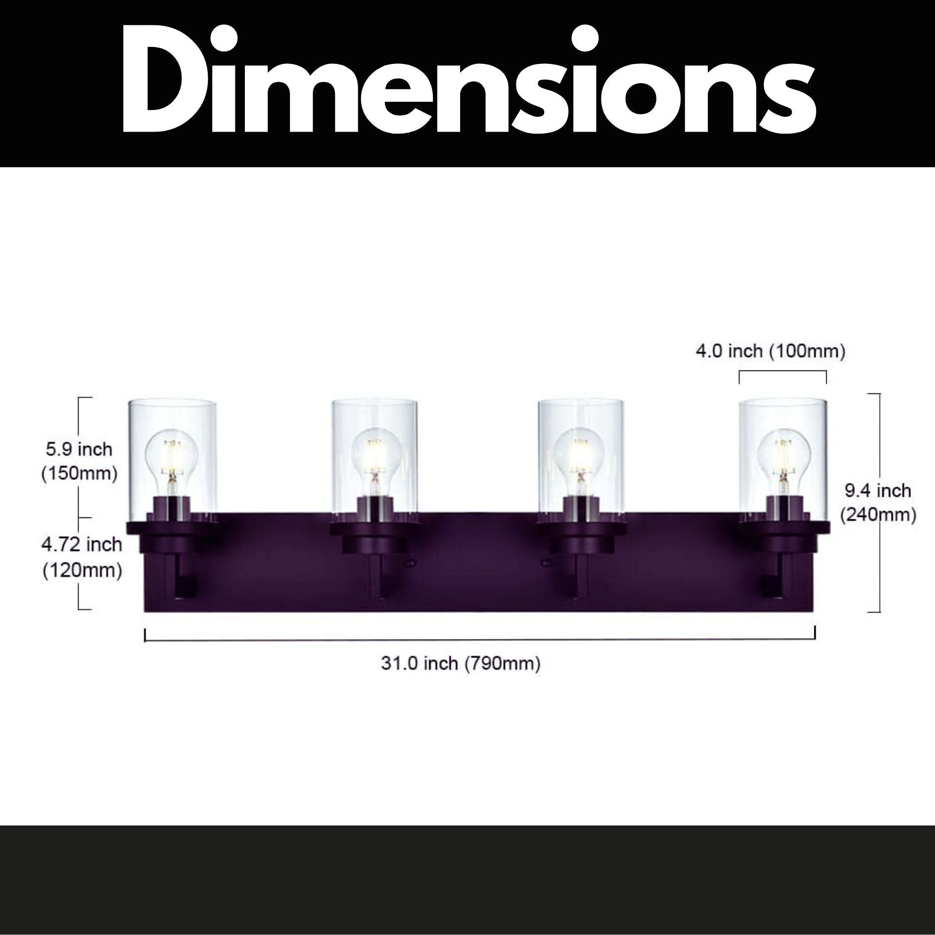 Modern Wall Bathroom Vanity Light Fixture 4 Light Oil Rubbed Bronze