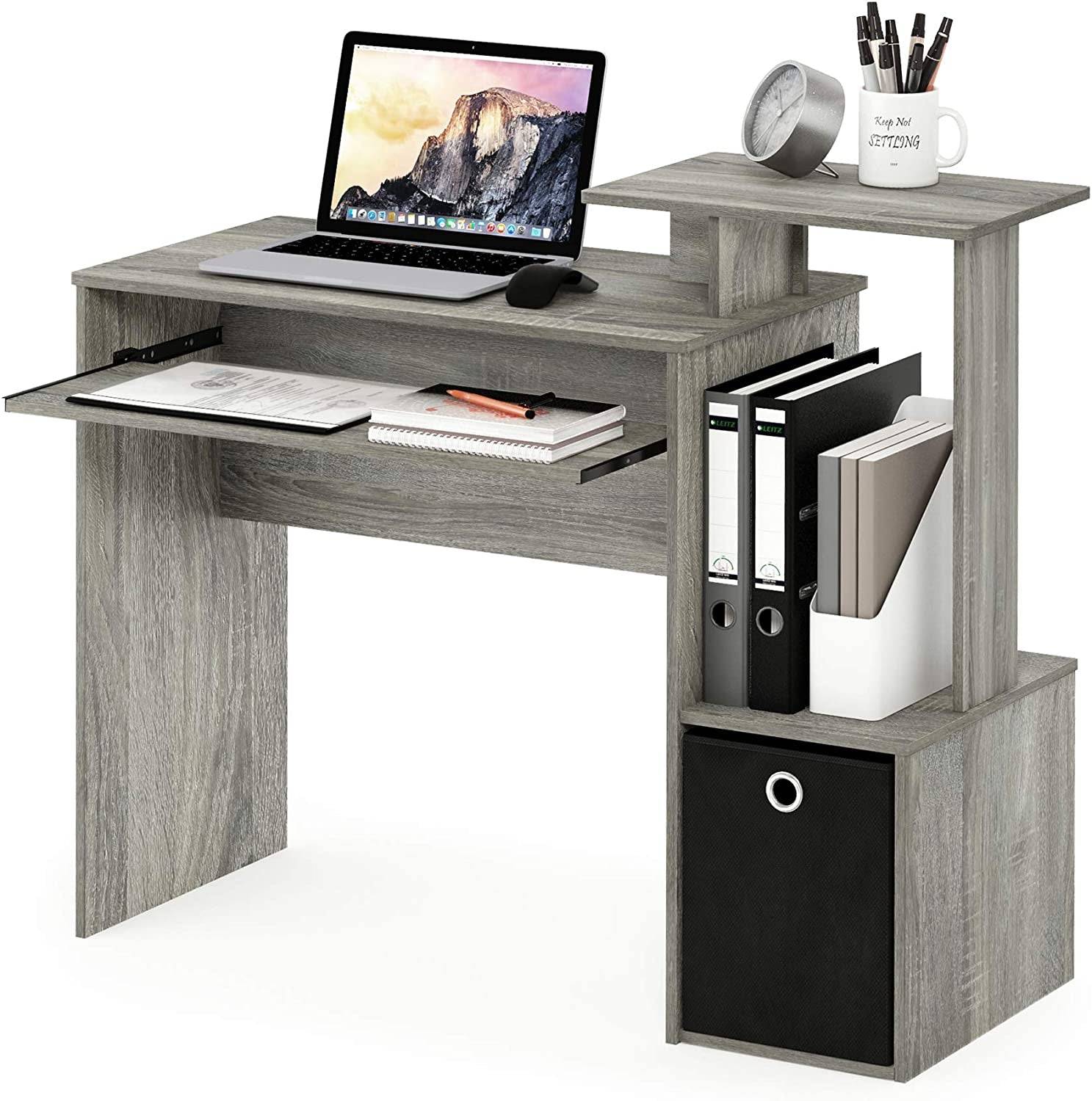 Econ Multipurpose Home Office Computer Writing Desk, French Oak Grey