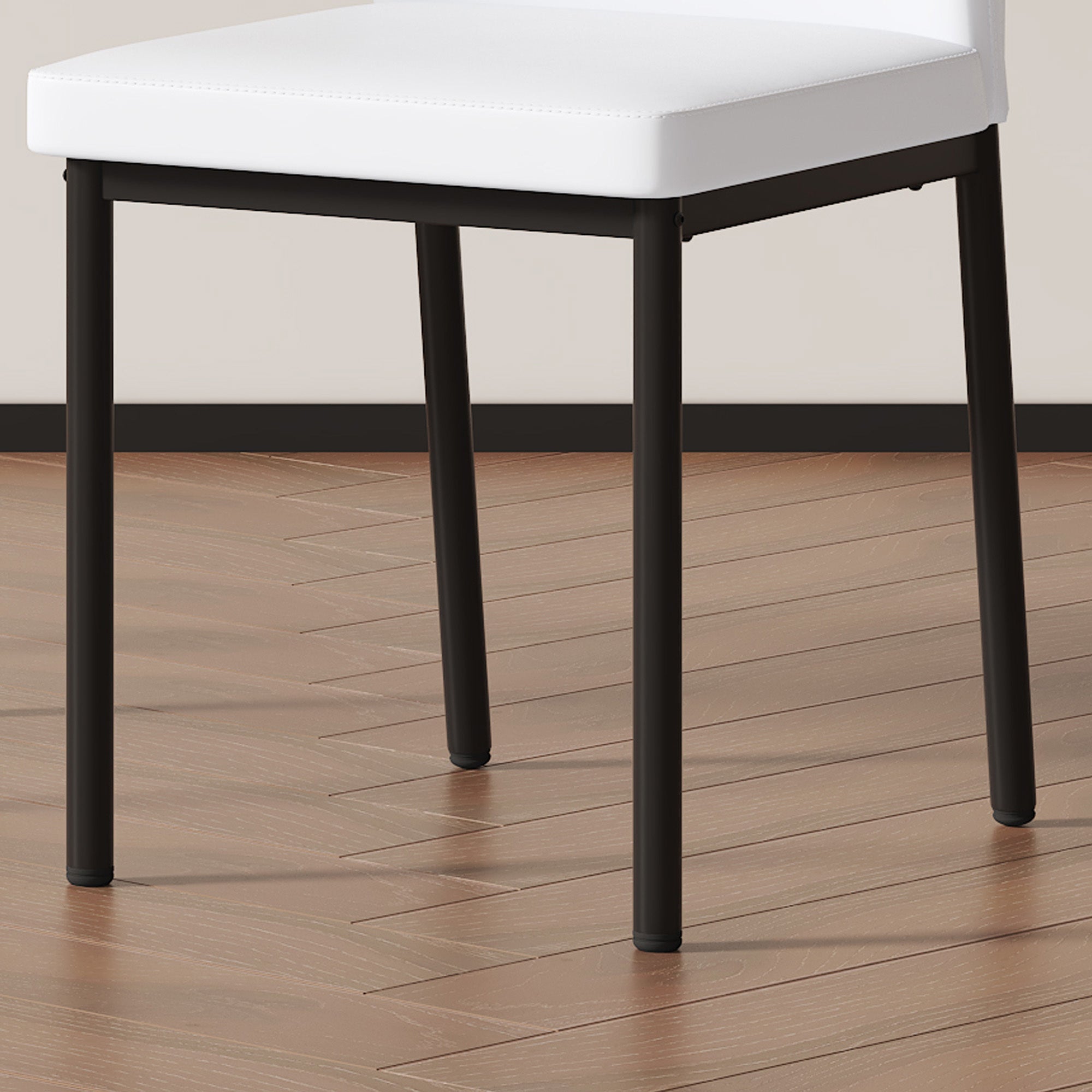 Luxury Simple Chair - Set of 4 White PU Material High Resilience
