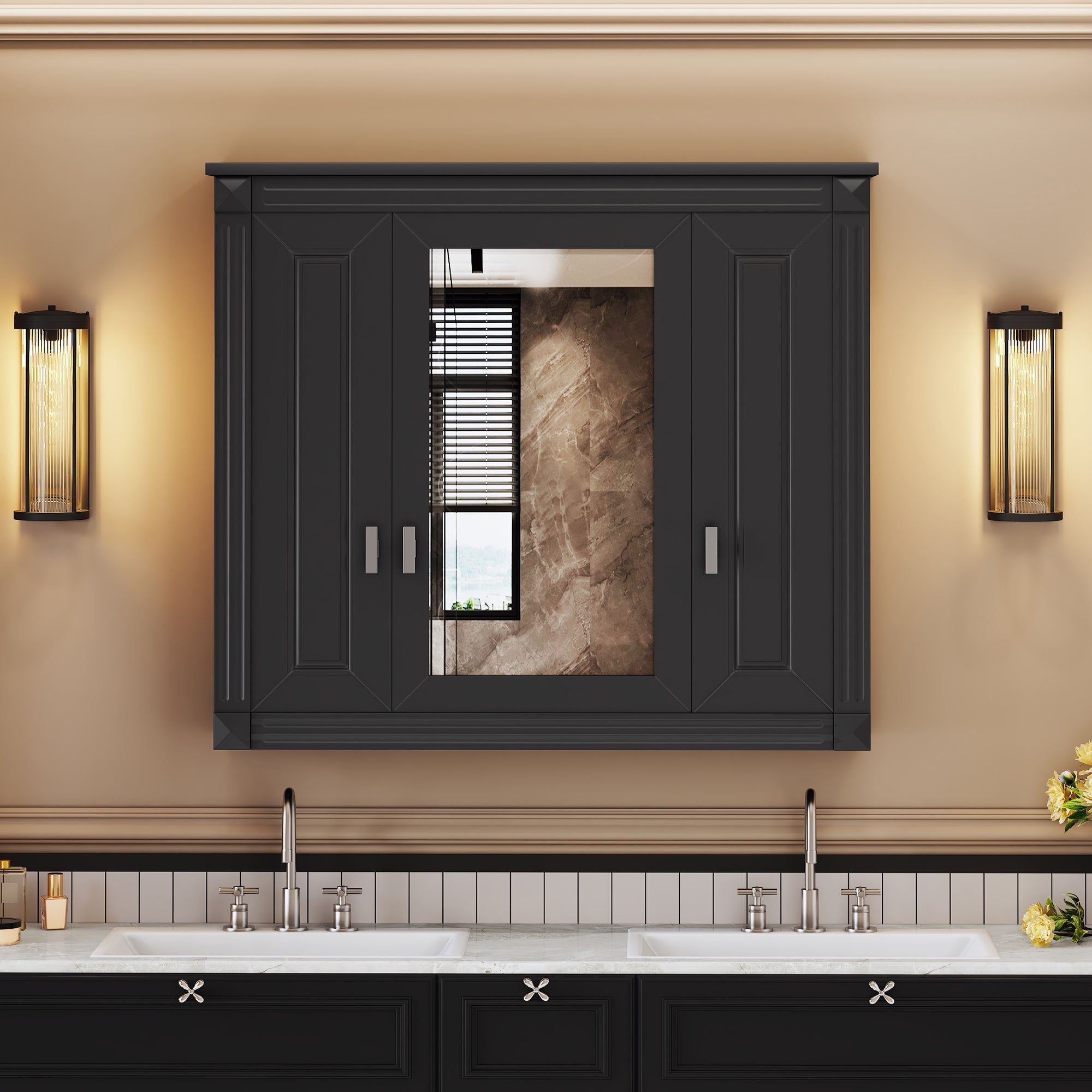 Bathroom Wall Cabinet with Mirror, Wall Mounted Medicine Cabinet with