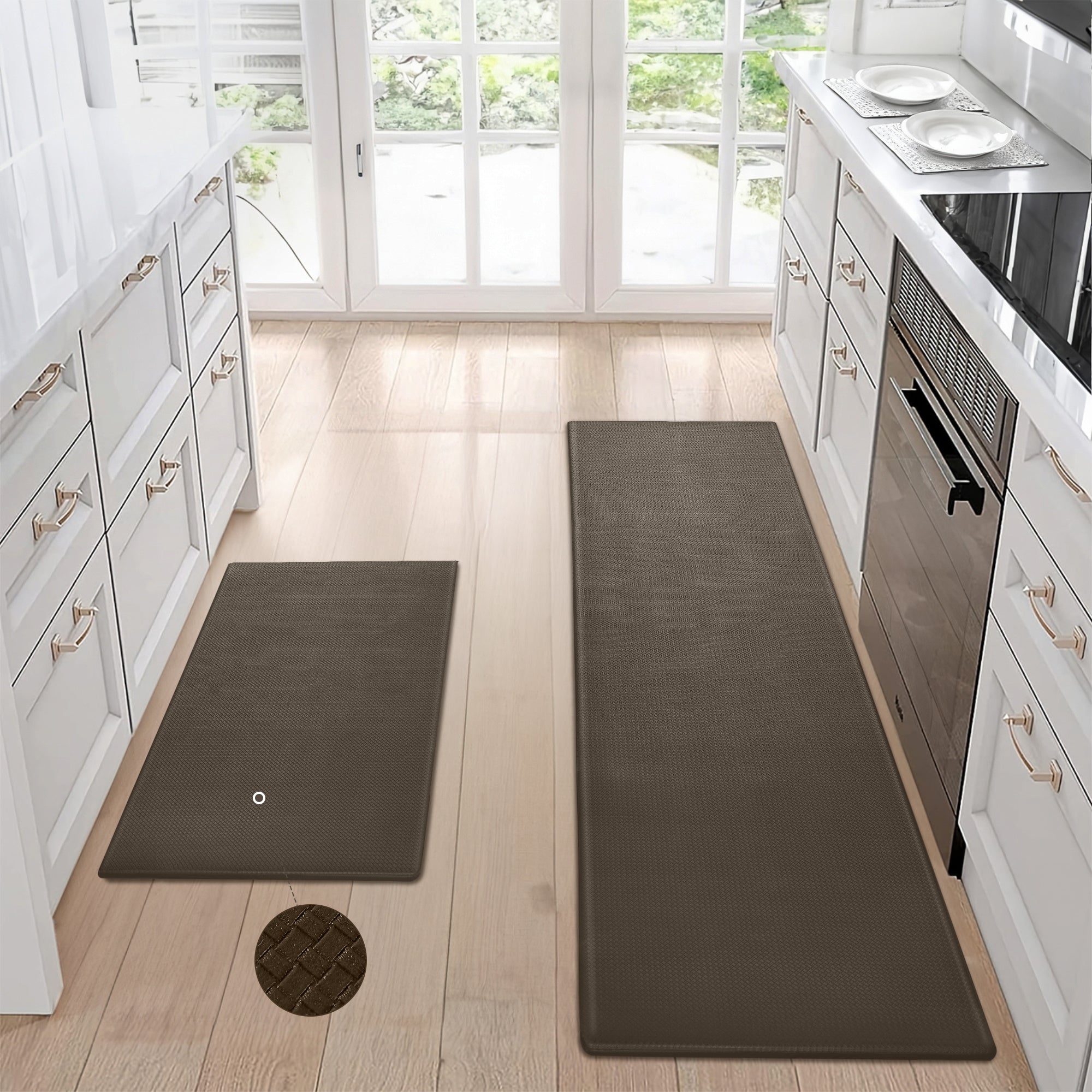 Kitchen Floor Mat Two-piece Set Of Non-slip, Waterproof And Easy To Sc