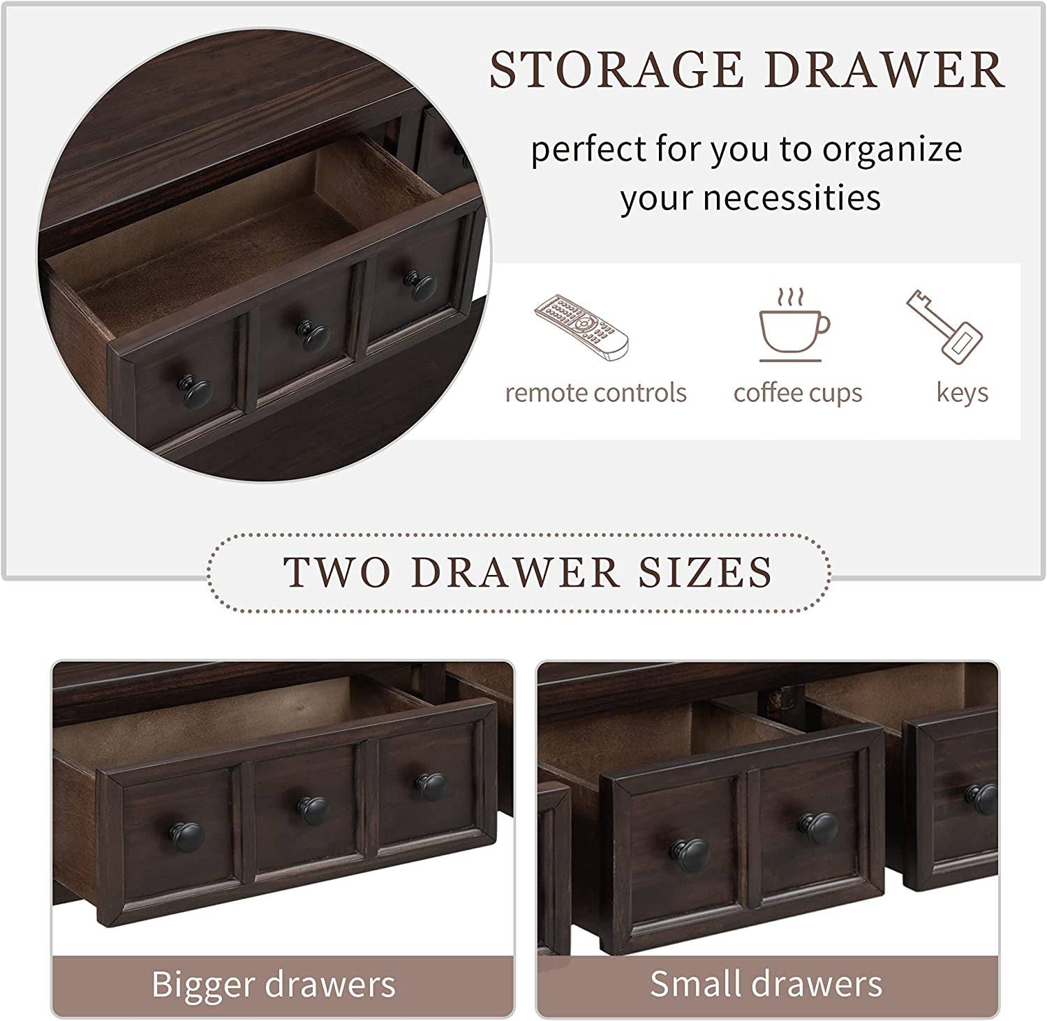 Rustic Console Table with Drawers and Shelf