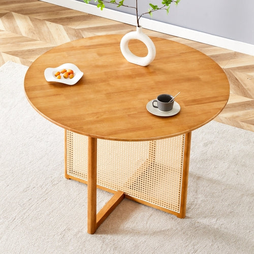 Chinese countryside retro solid wood round table, simple modern