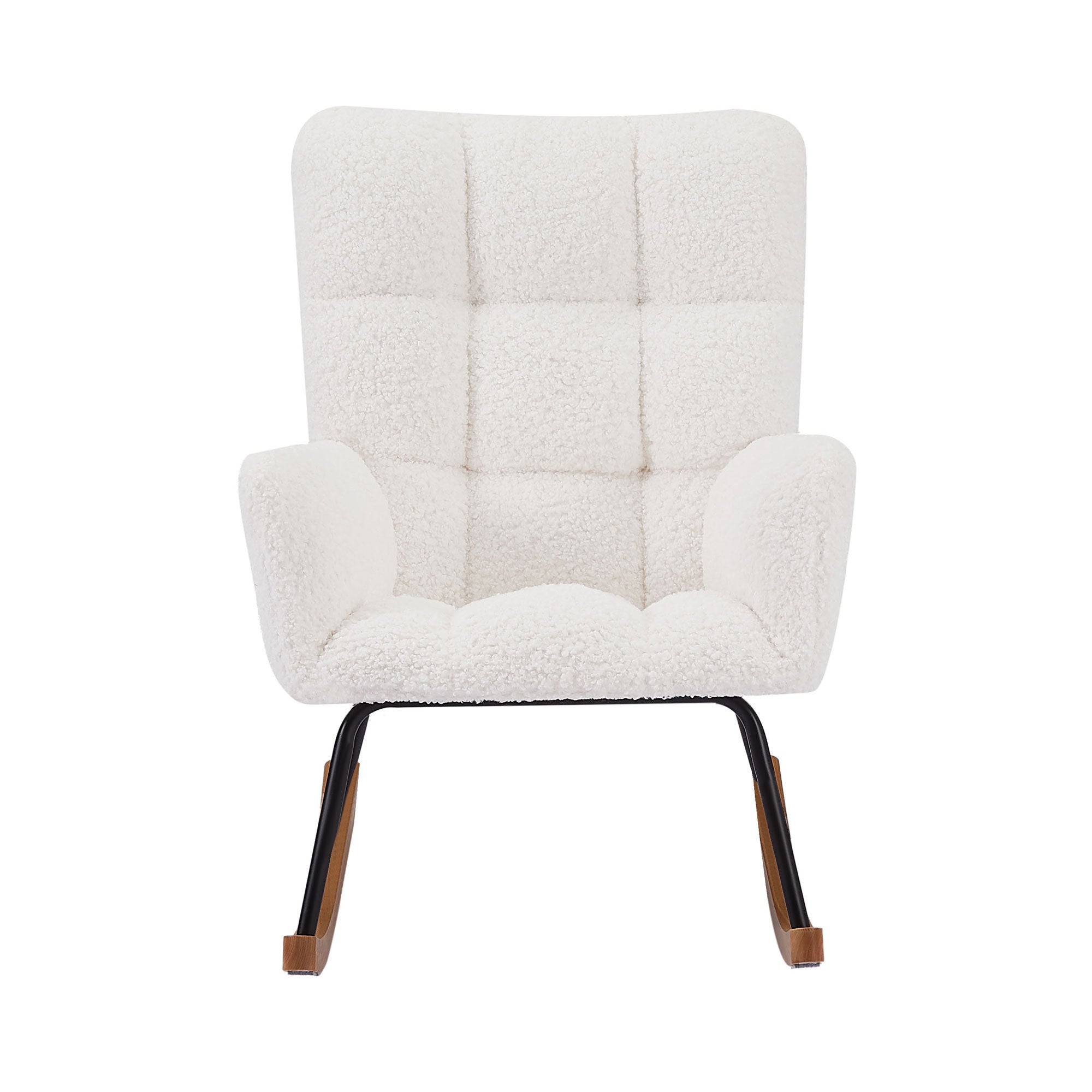 Comfy Upholstered Lounge Chair Rocking Chair with High Backrest, for