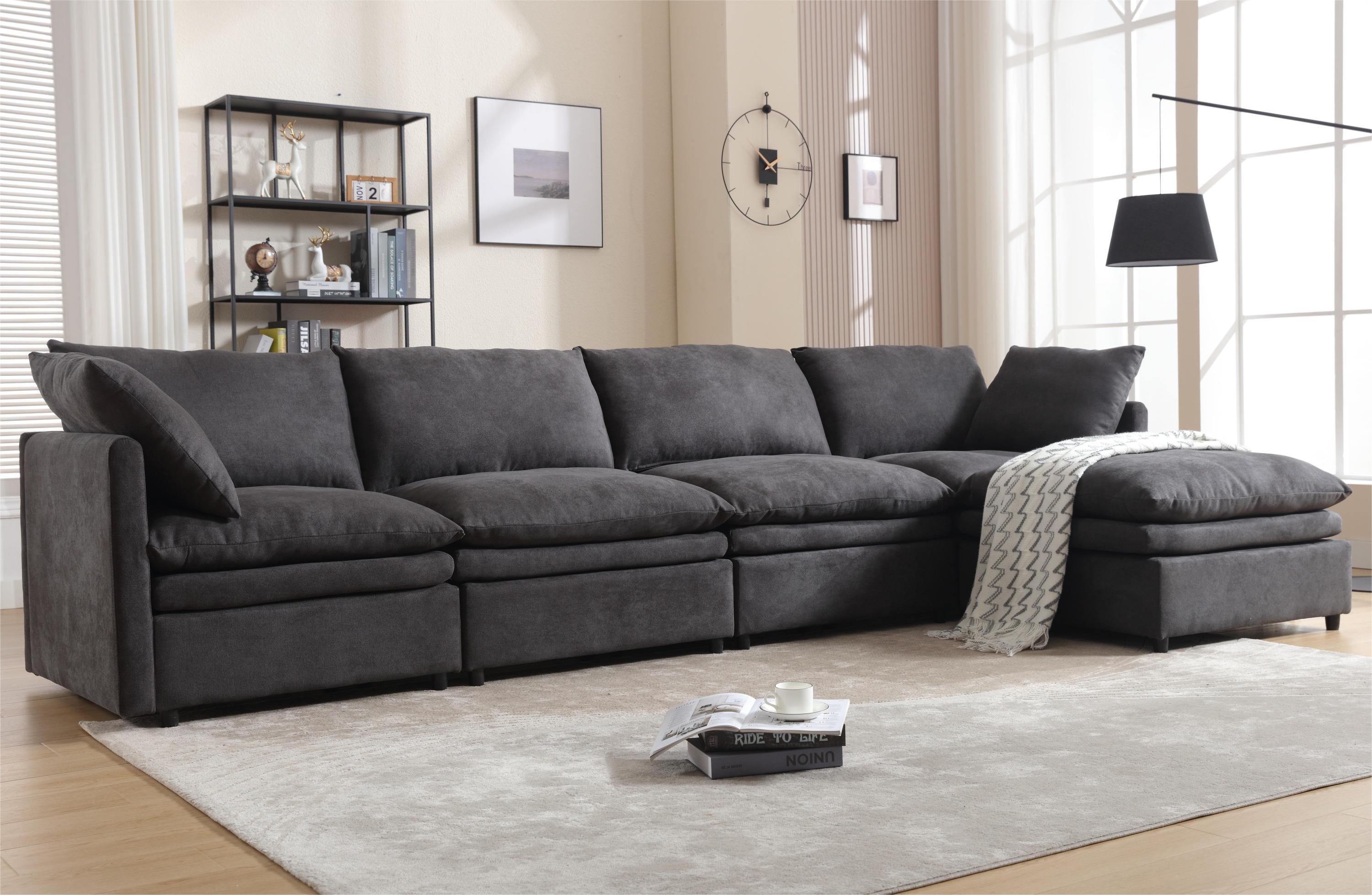 Modern U-shaped Sectional Sofa ,5-seat Upholstered Sofa