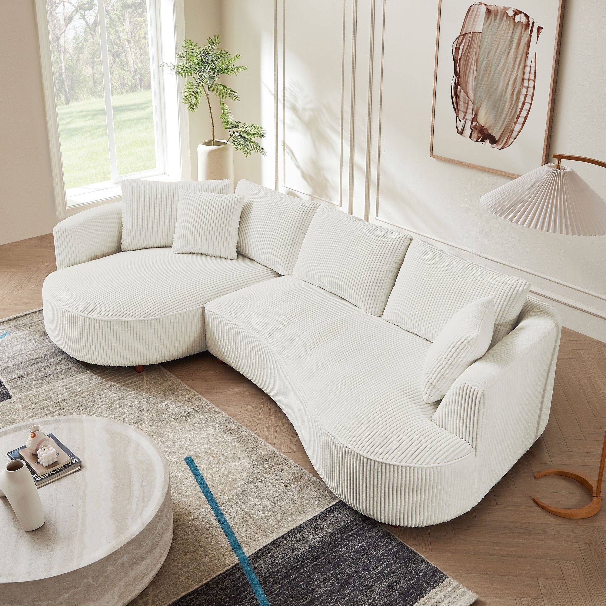 122.04 inch Oversized Sectional Sofa, Modern Couch with Chaise, Comfy
