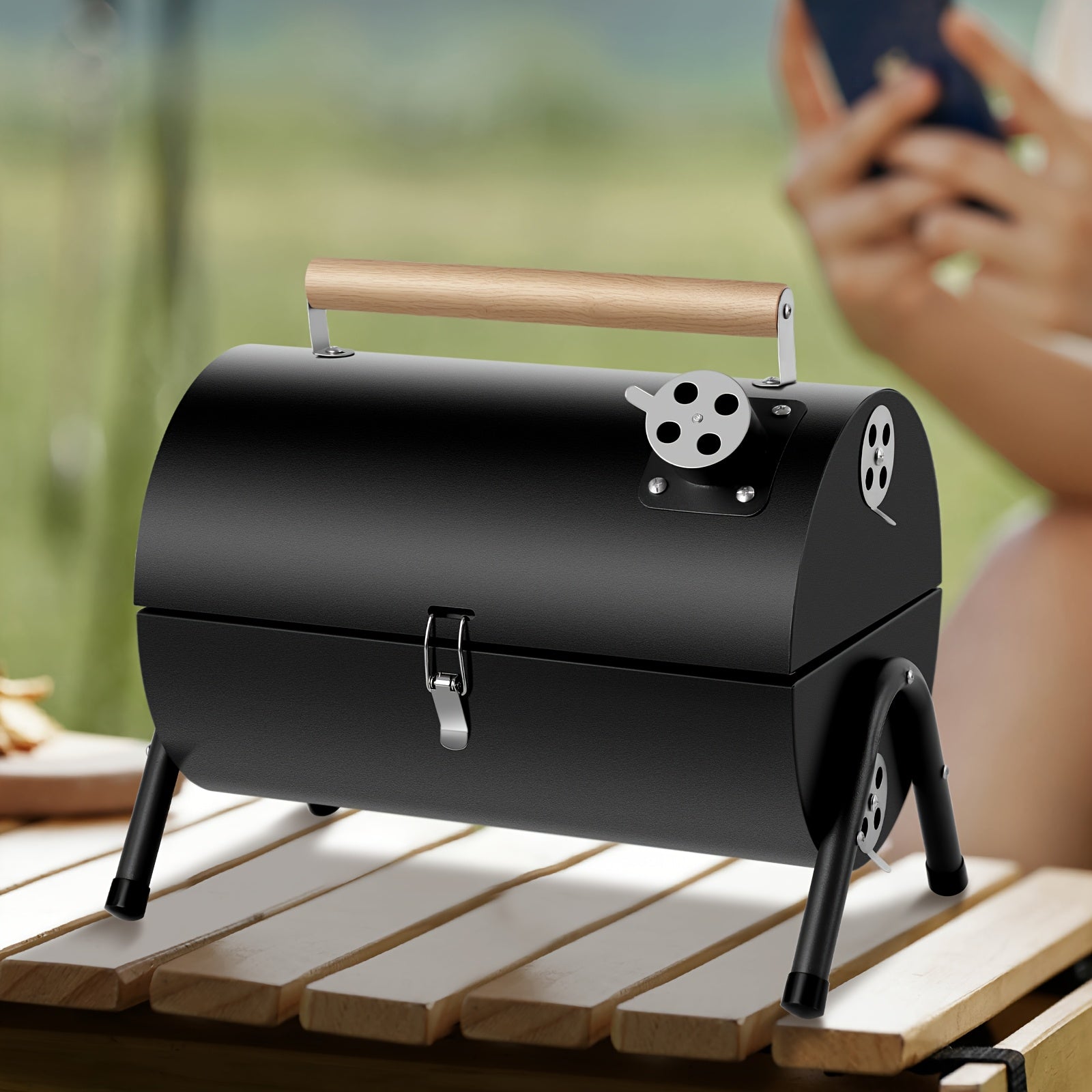 Compact Portable Charcoal Grill Barrel