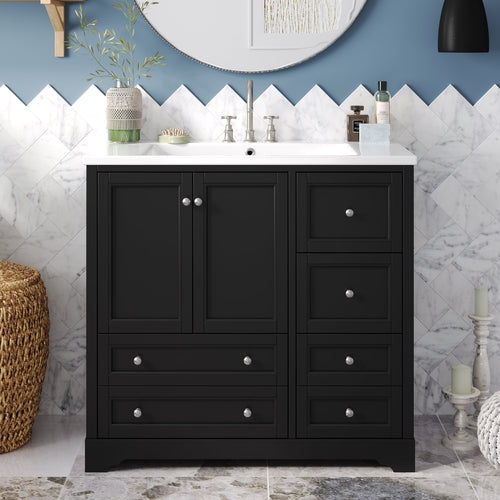 36inch Bathroom Vanity with Sink, Solid Wood Freestanding Bathroom