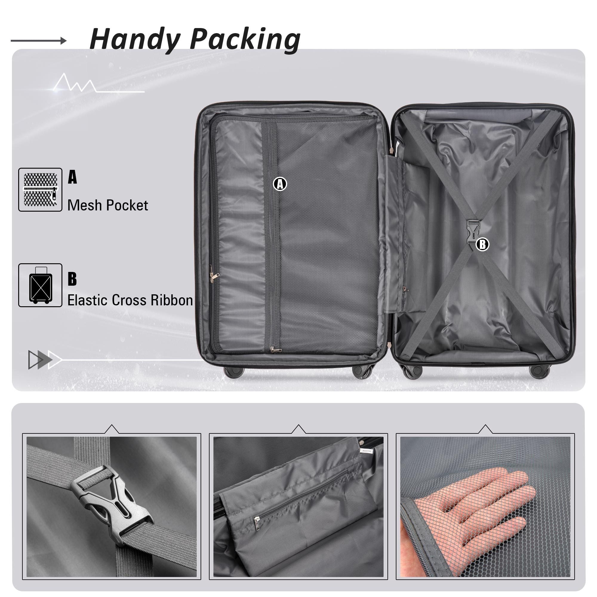 Expanable Spinner Wheel 2 Piece Luggage Set ABS Lightweight Suitcase