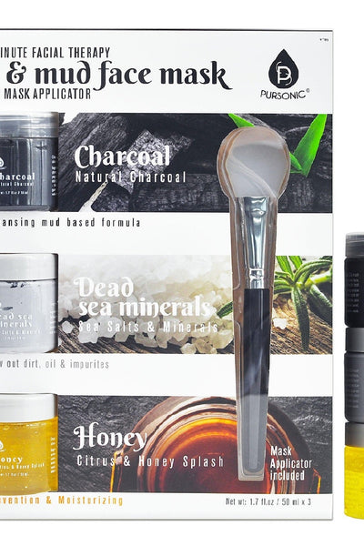 3 Pack Facial Therapy Mud Face Mask with Mask Applicator