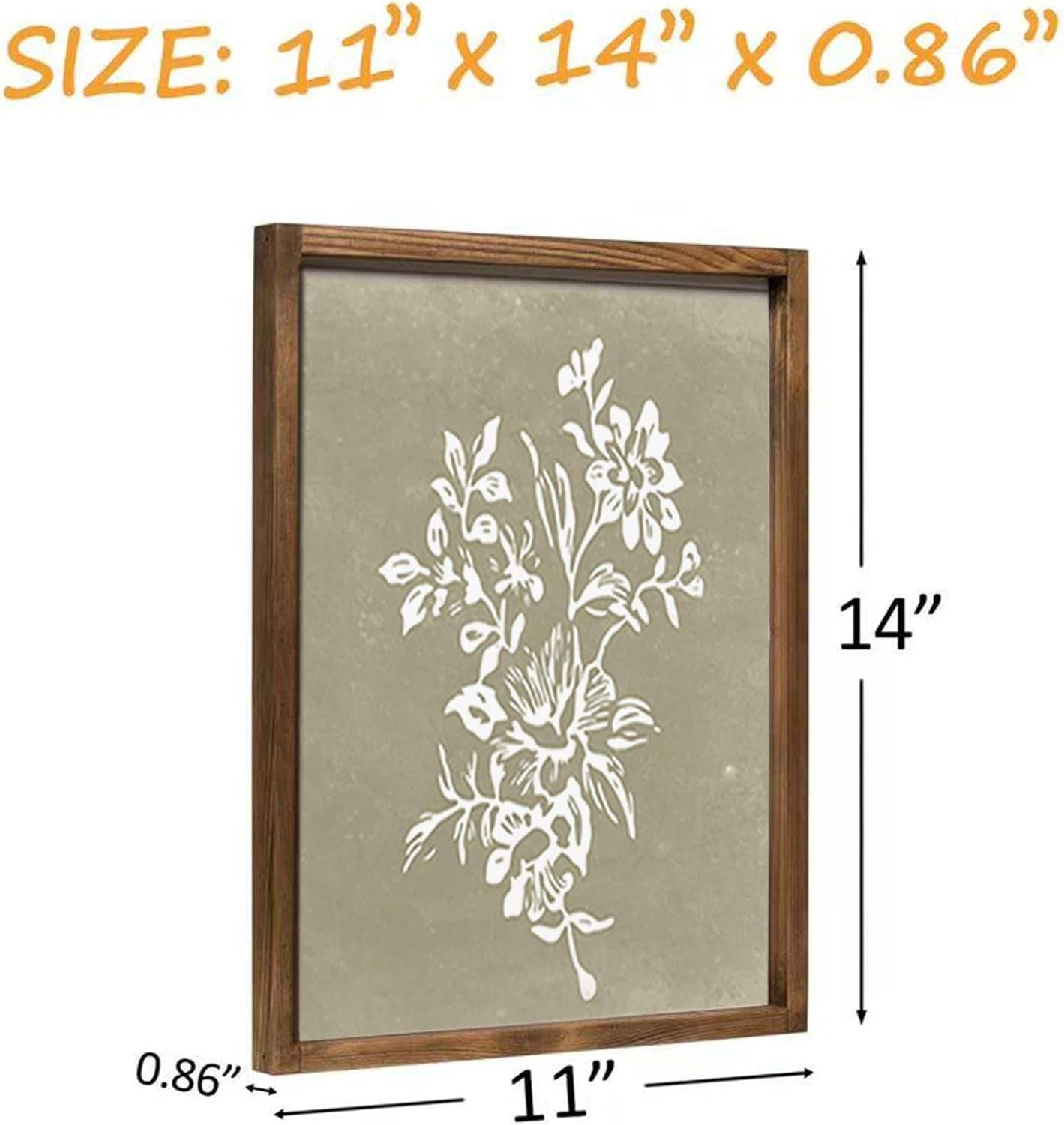 Boho Botanical Framed Art: Rustic Wood Minimalist Set