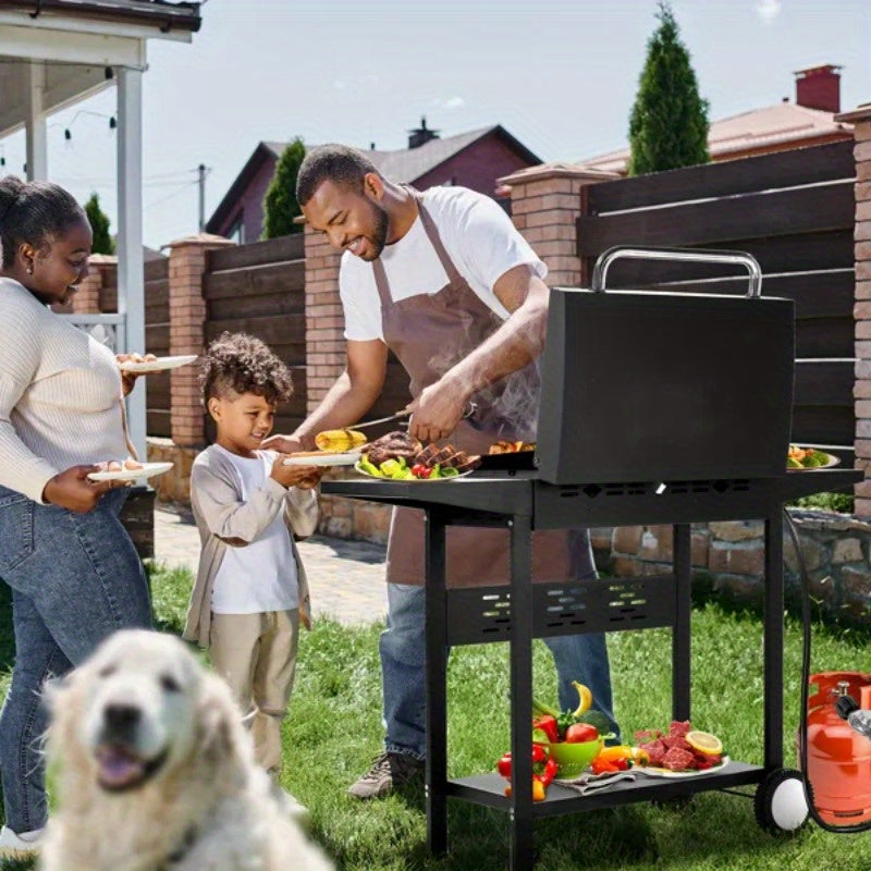 3-Burner Flat Top Gas Griddle with Ceramic Coated Cast Iron Pan