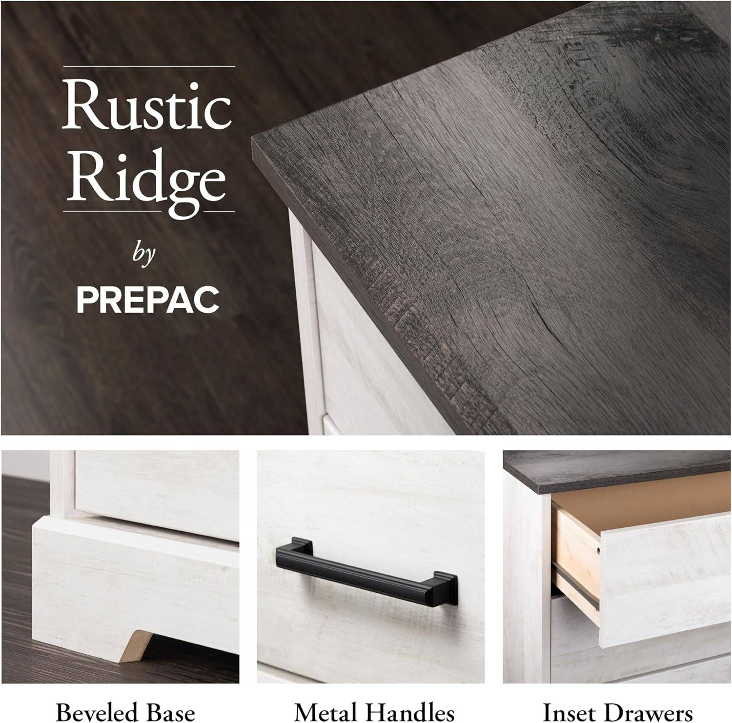 Rustic Ridge Farmhouse 6-Drawer Double Dresser, Washed White Dresser