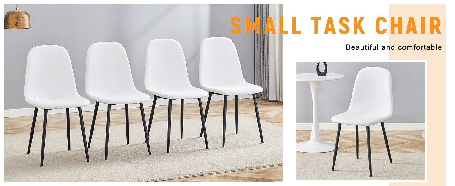 Luxury Simple Chair - Set of 4 WHITE Linen-Cotton Material High