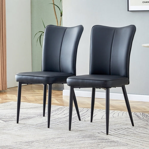 Modern Black PU Chair Set - Two Pieces, The backrest has a vertical