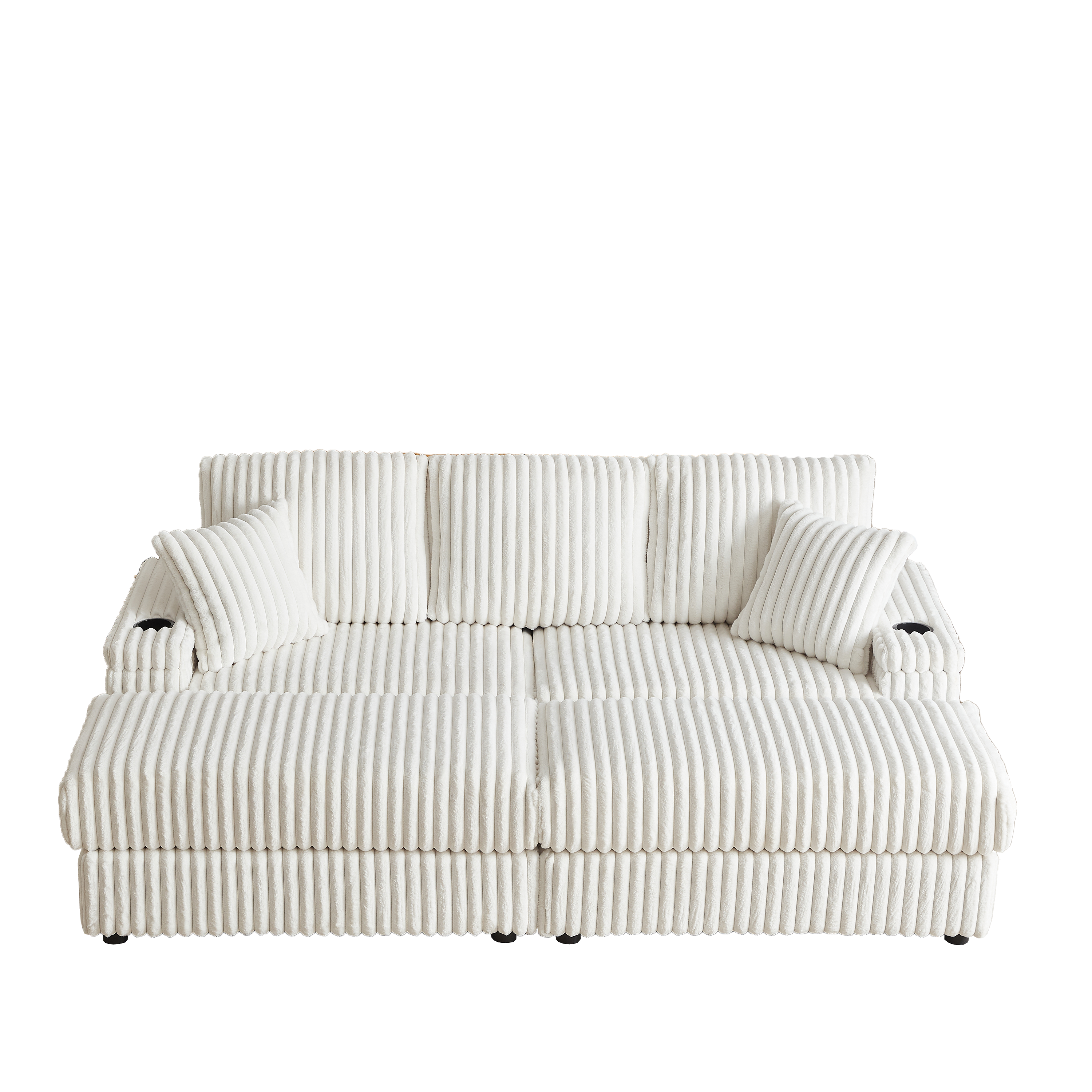84Inch Corduroy 3-seater sofa With 3 back pillows ,2 toss pillows , a