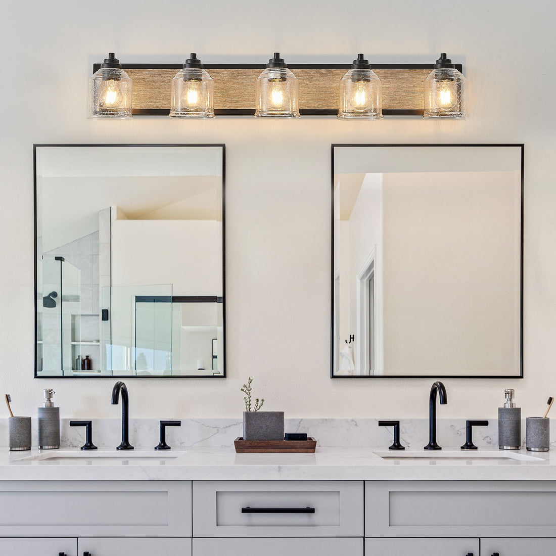 Farmhouse Vanity Light Fixture, 5-Light Bathroom Wall Sconce with