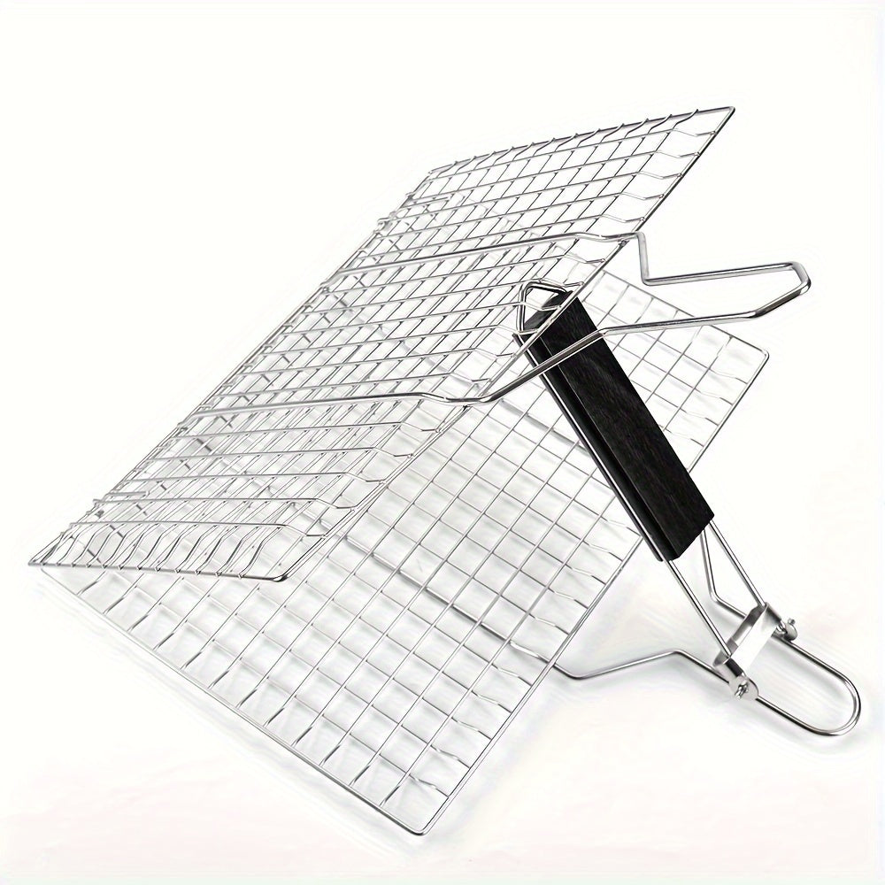 Large Capacity Stainless Steel Rustproof Nonstick BBQ Grilling Basket With Handle