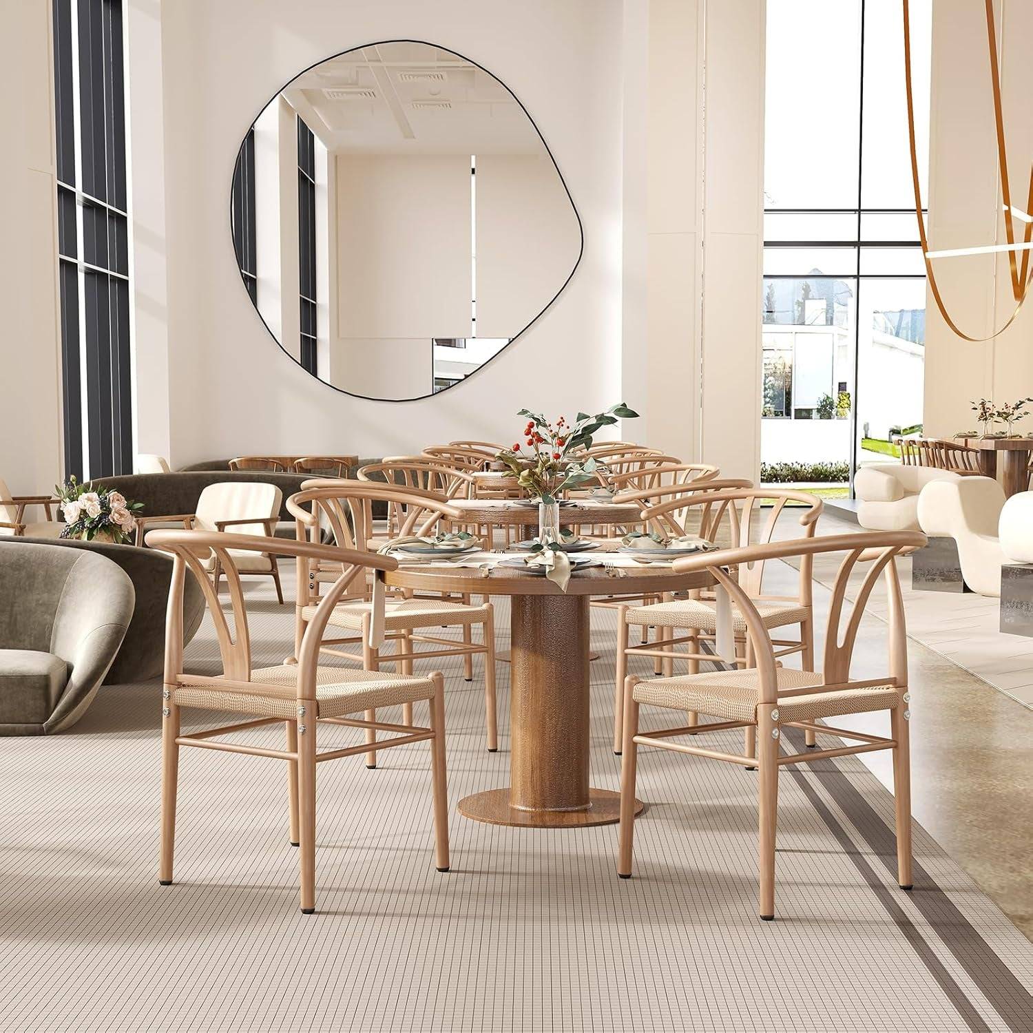 Mid Century Modern Metal Wishbone Dining Room Chairs Set of 2 4 for