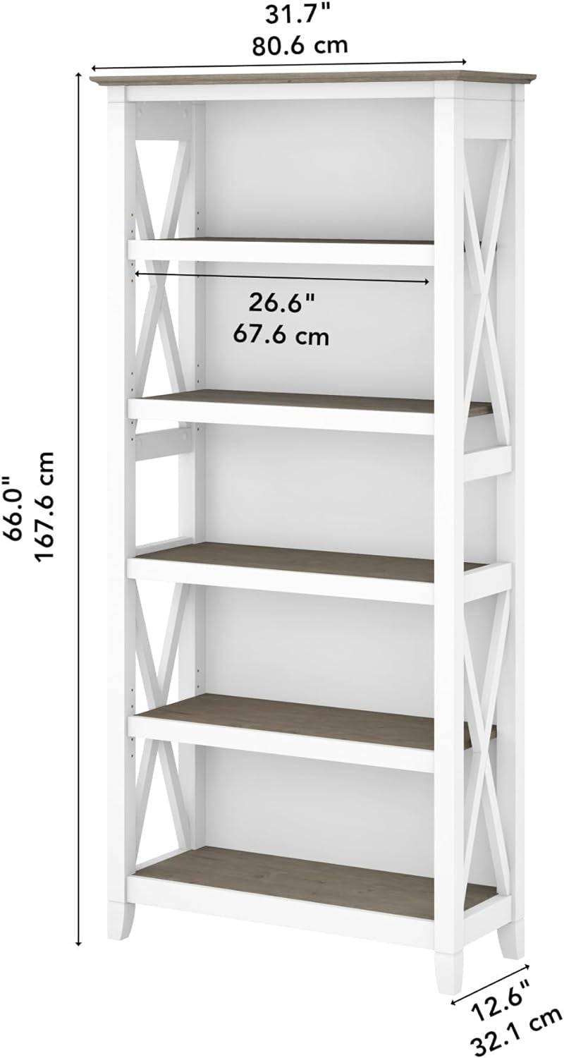 Bush Furniture BSH24470221 Key West 5-Shelf 66-Inch H Bookcase,