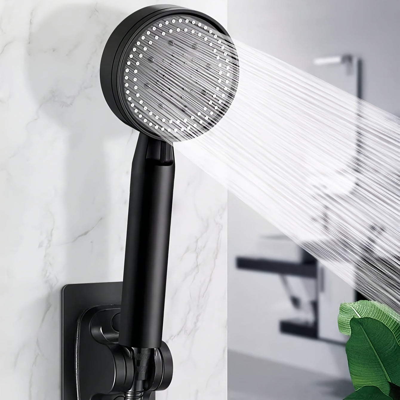 1pc Pressurized Handheld Shower Head Wth Bracket And Hose, 5 Modes Adjustable Water Output Shower Head, Bathroom Shower Nozzle, Shower Sprinkler, Bathroom Hardware, Bathroom Accessories