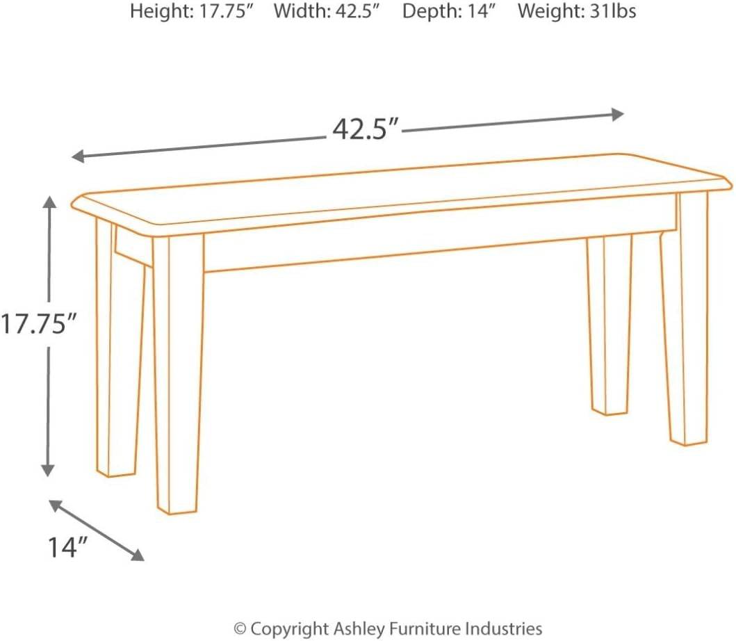 Berringer 17.5 Inch Rustic Traditional Dining Bench, Brown
