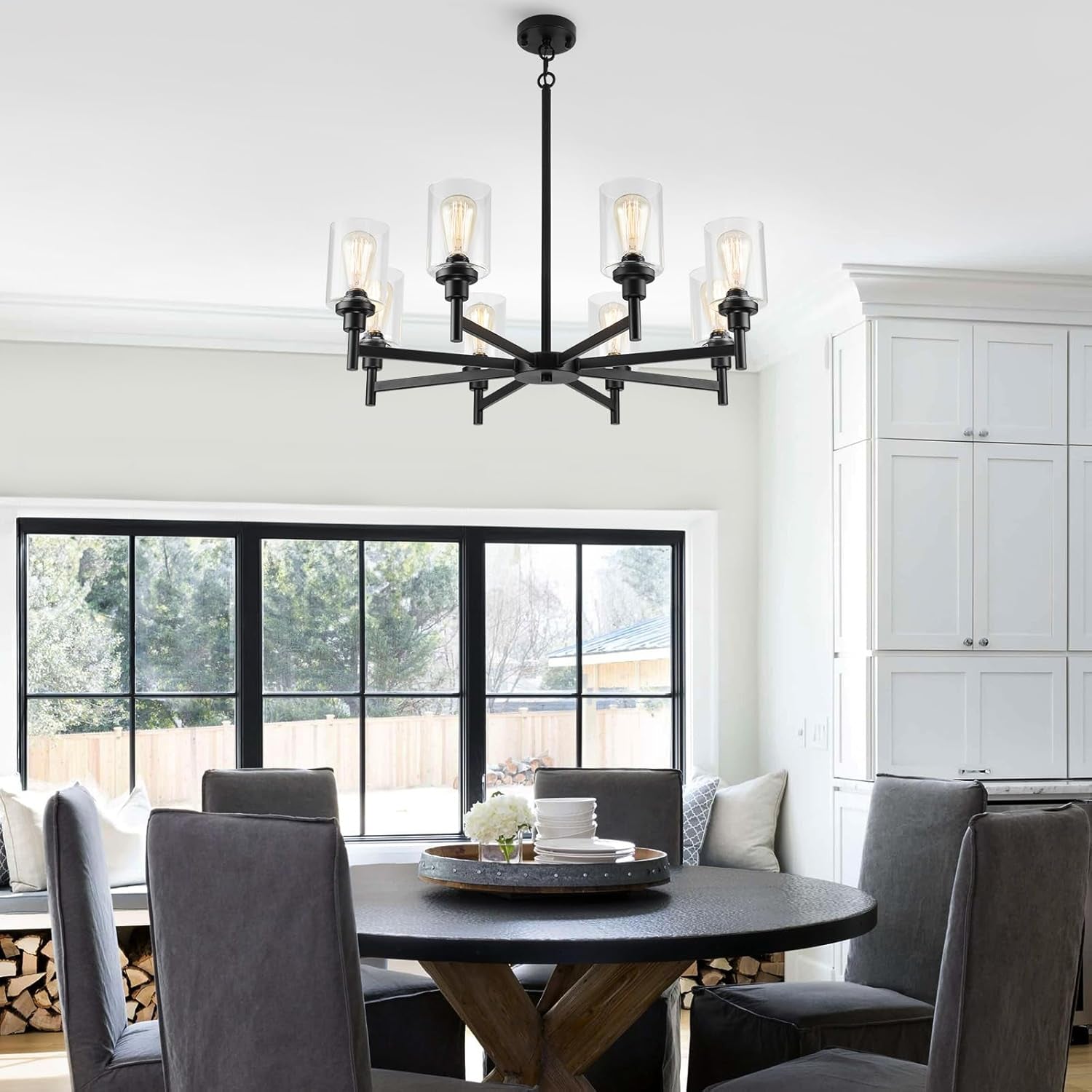 Black Chandeliers for Dining Room Light Fixture, Modern Farmhouse