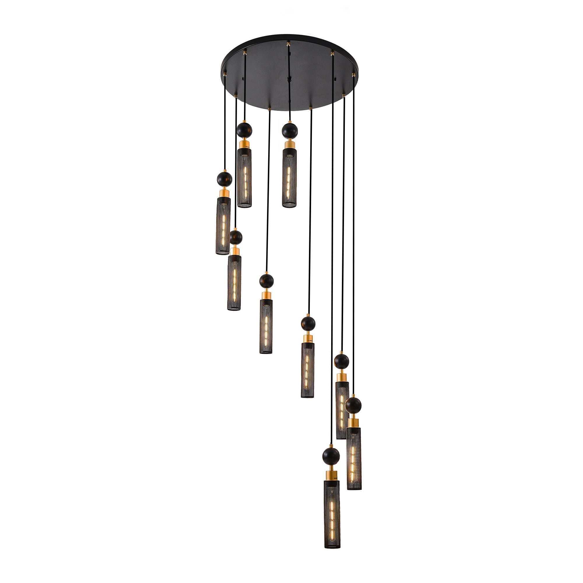 Modern Industrial Multi-Light Pendant Chandelier - 9-Light Black and
